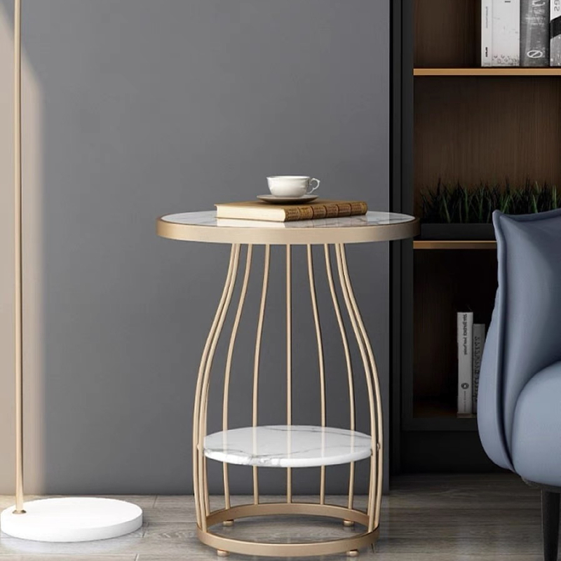 Side Table, Light Luxury, Simple, Modern, High-End, Creative Round Table, Living Room Sofa, Marble Small Coffee Table, Corner Table, Side Cabinet