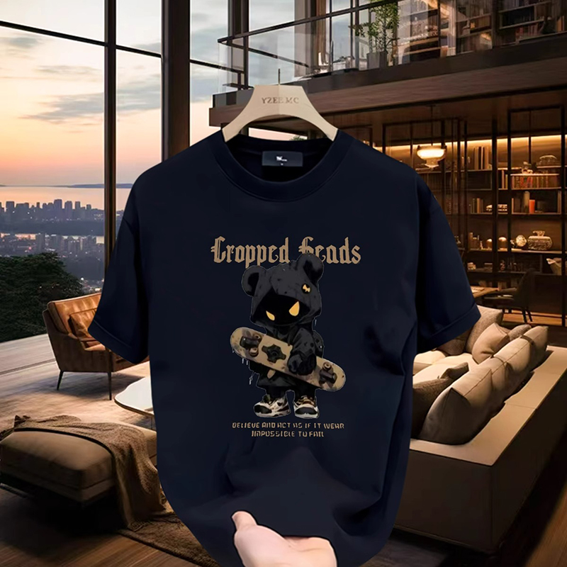 Trendy Men's Clothing 2025 Summer New Round Neck T-Shirt Short Sleeve Men's Niche Plus Size Casual Fashion Loose High-End Feel