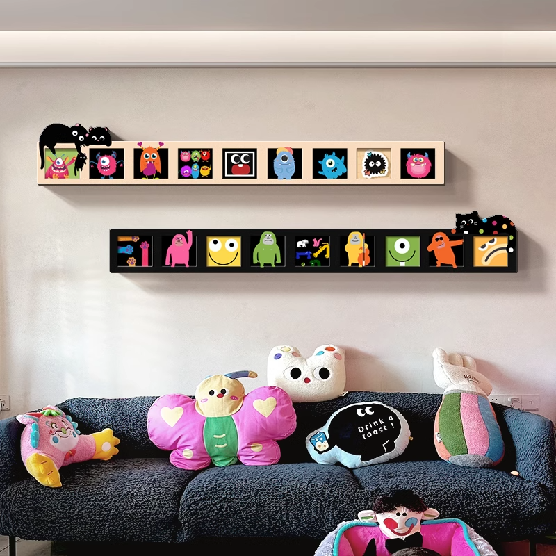 Dopamine Living Room Decorative Painting ins Style Interesting Cartoon Sofa Background Wall Hanging Painting Niche style Bedroom Double Mural Painting