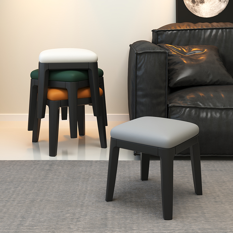 Household Small Stool, Plastic Soft-Covered Bench, Stackable Small Stool, Children's Chair, Living Room Sofa Stool, Modern and Simple