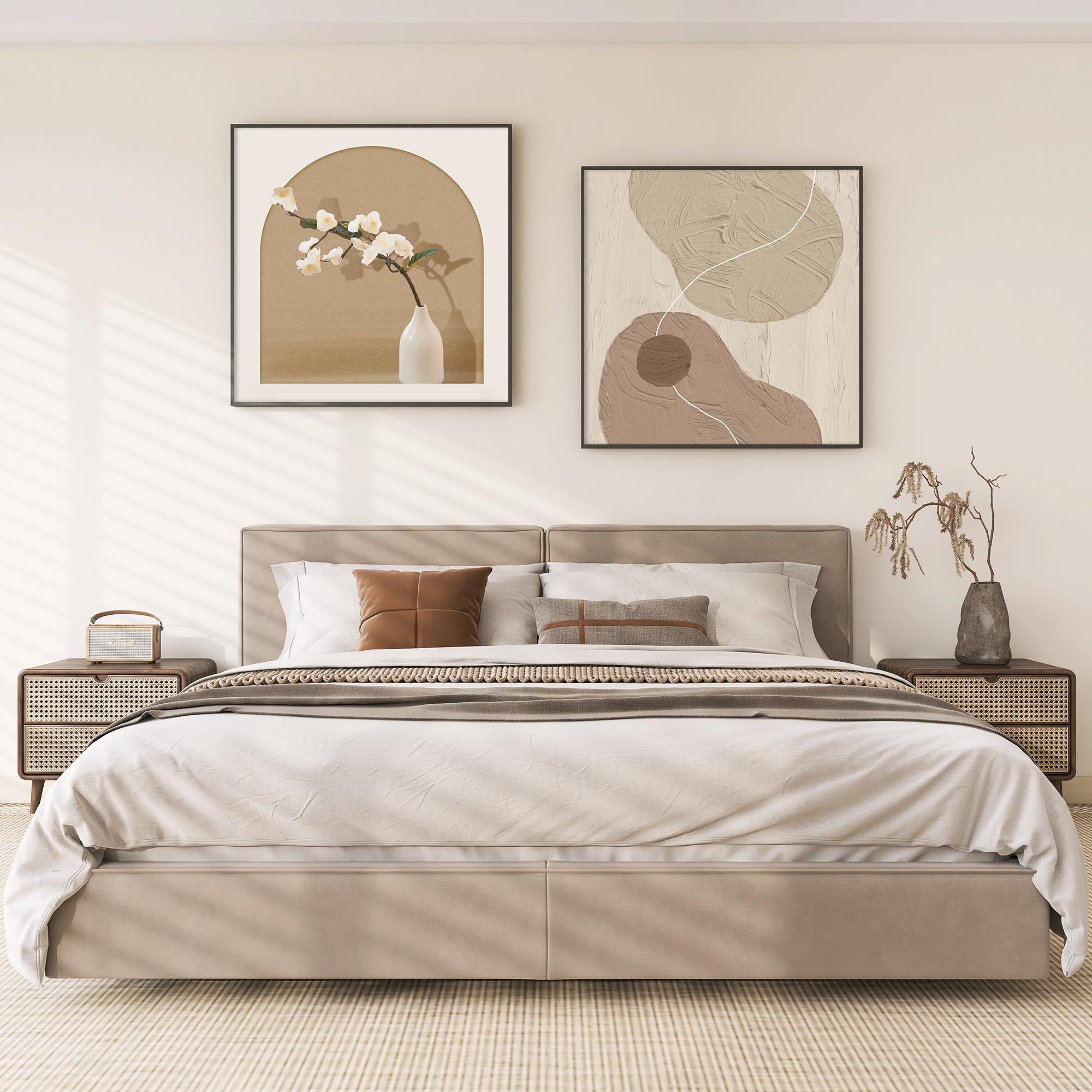 Quiet wind bed head wall decoration painting master bedroom double hanging painting small fresh warm room background wall mural