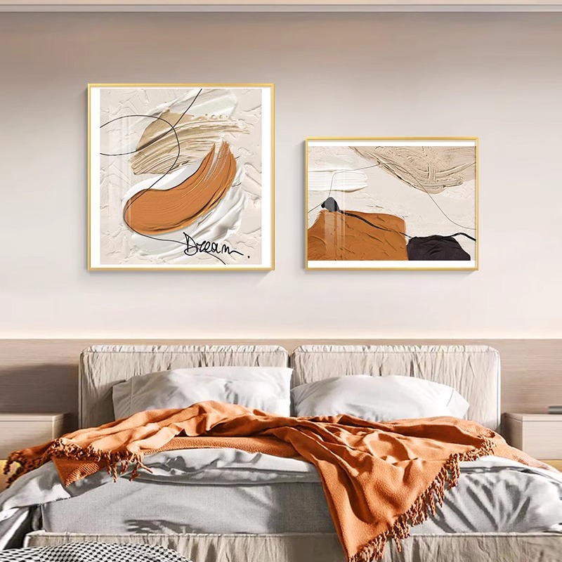 Abstract Art Bedroom Bedside Decorative Painting Modern Minimalist Master Bedroom Background Wall Hanging Painting High-grade Double Mural Painting