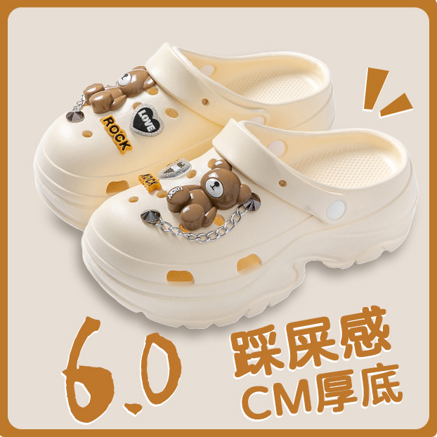 Thick-Soled Puff Croc Shoes Women's Summer 2025 New Outerwear Beach Non-Slip Baotou Heightening Sandals Women's Summer