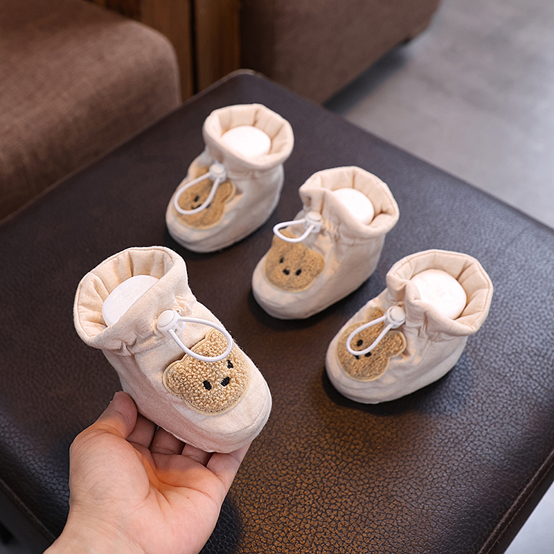 Spring and Autumn Colored Cotton Baby Shoes for 3-6-9 Months Old, Pre-Walking Shoes for 0-1 Year Old Boys and Girls, Soft-Soled Newborn Shoes That Don'T Fall Off, Breathable