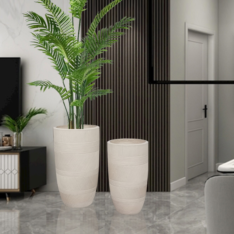 Retro Cement Floor-Standing Large Vase Home Living Room Wabi-Sabi Style Hotel Sales Department Soft Decoration Planting Flower Pot Ornaments