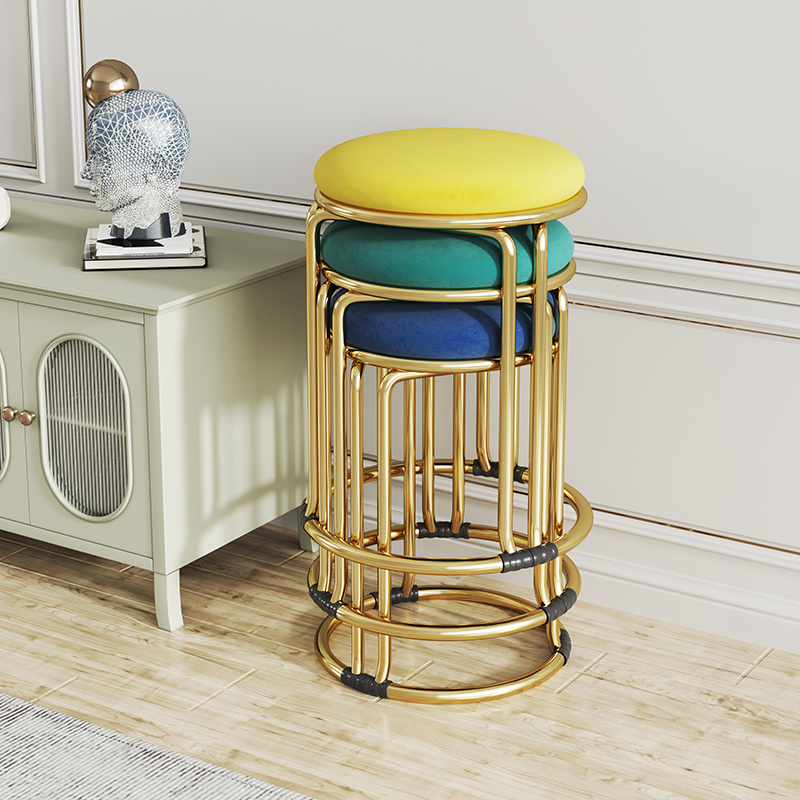 Stackable Dining Chairs for Home Use, Light Luxury Dining Table Stools, Restaurant Spare High Stools, Living Room Round Stools, Simple Leisure Chairs