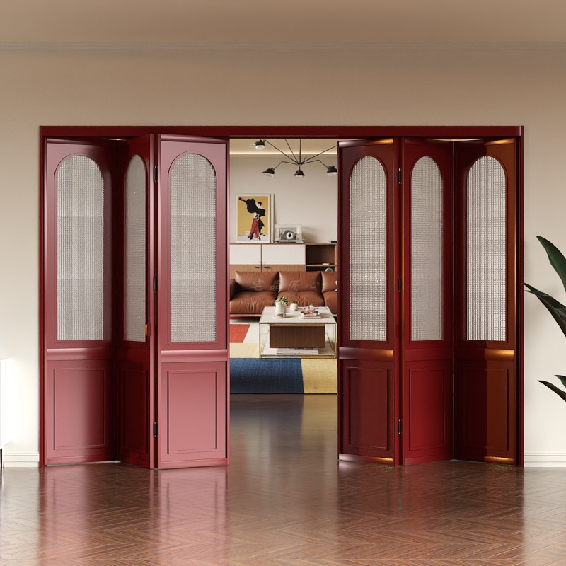 Solid Wood Folding Door Partition Door Kitchen Door Living Room Glass Door Balcony Partition French Retro Style Wooden Door Bedroom Door