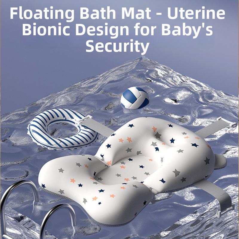 Newborn Baby Bath Mat Floating Bathtub Support With Mesh Bag_voghion.com