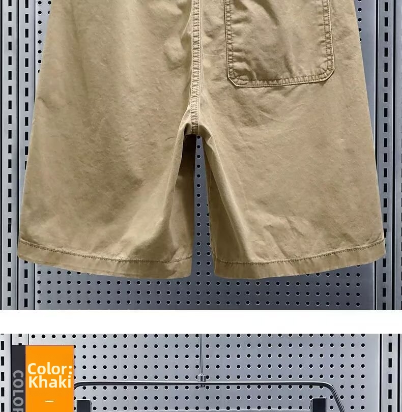 Men's Summer Khaki Cargo Shorts Loose Straight Leg Five Point Pants Trendy Casual Outdoor Sports Shorts_viptrois.com