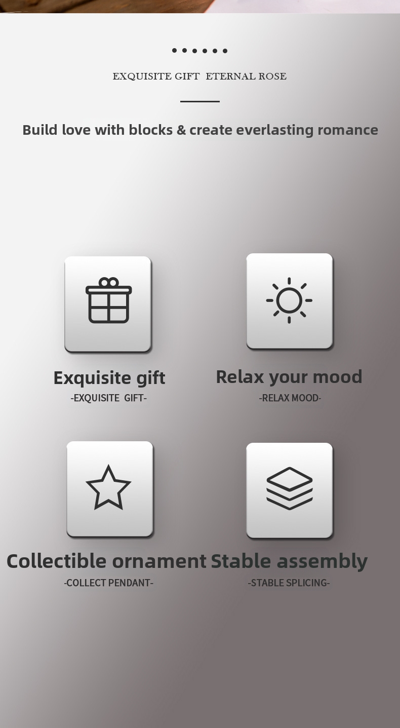 Rose Building Blocks Bouquet Educational Construction Toy Set_voghion.com