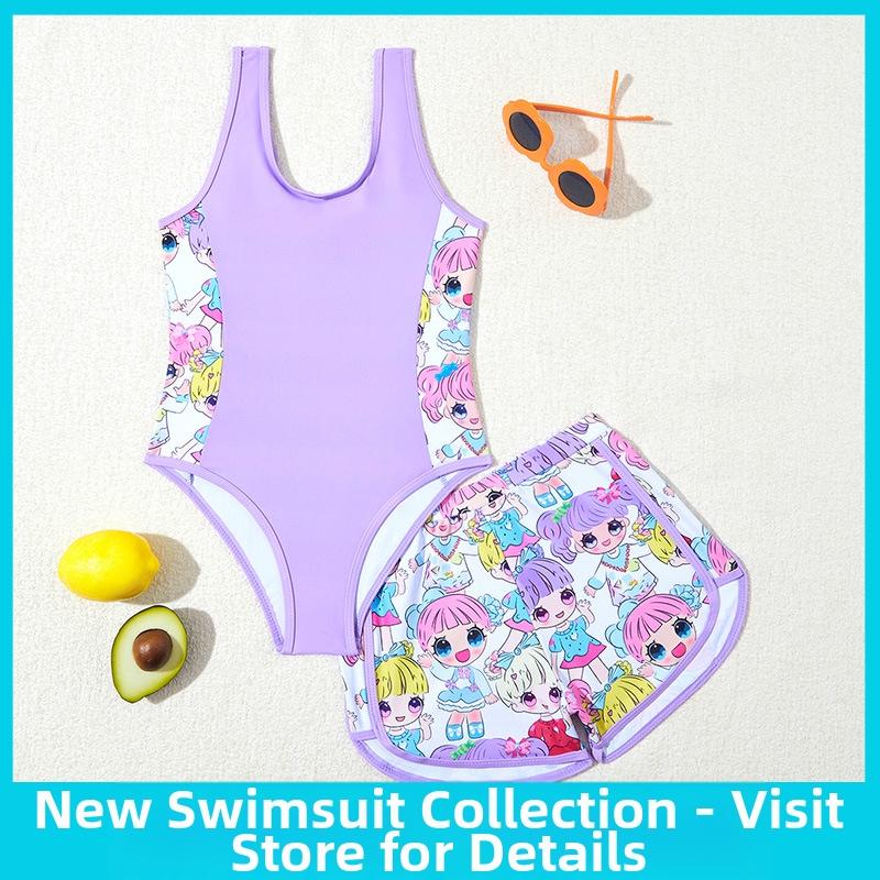 Floral Badeanzug Für Mädchen Rashguard Und Badeshorts Set_voghion.com