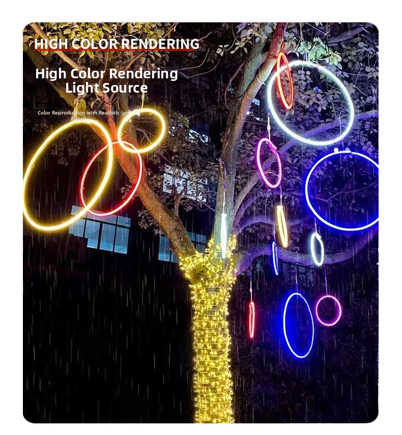 Waterproof Led Circular Light For Garden Hanging Decorations_voghion.com