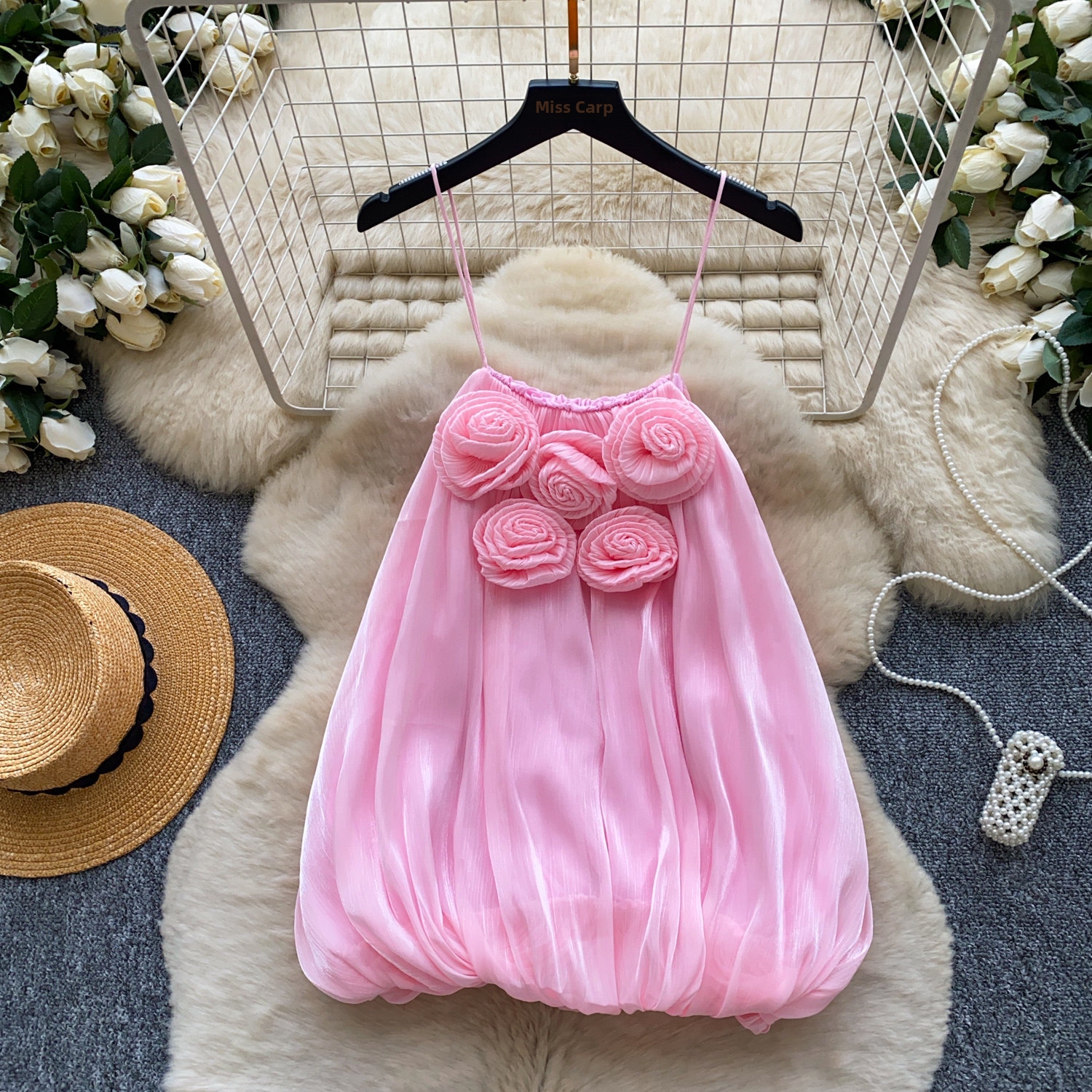 Caraco bustier satin à fleurs 3d élégant pour soirées été_voghion.com