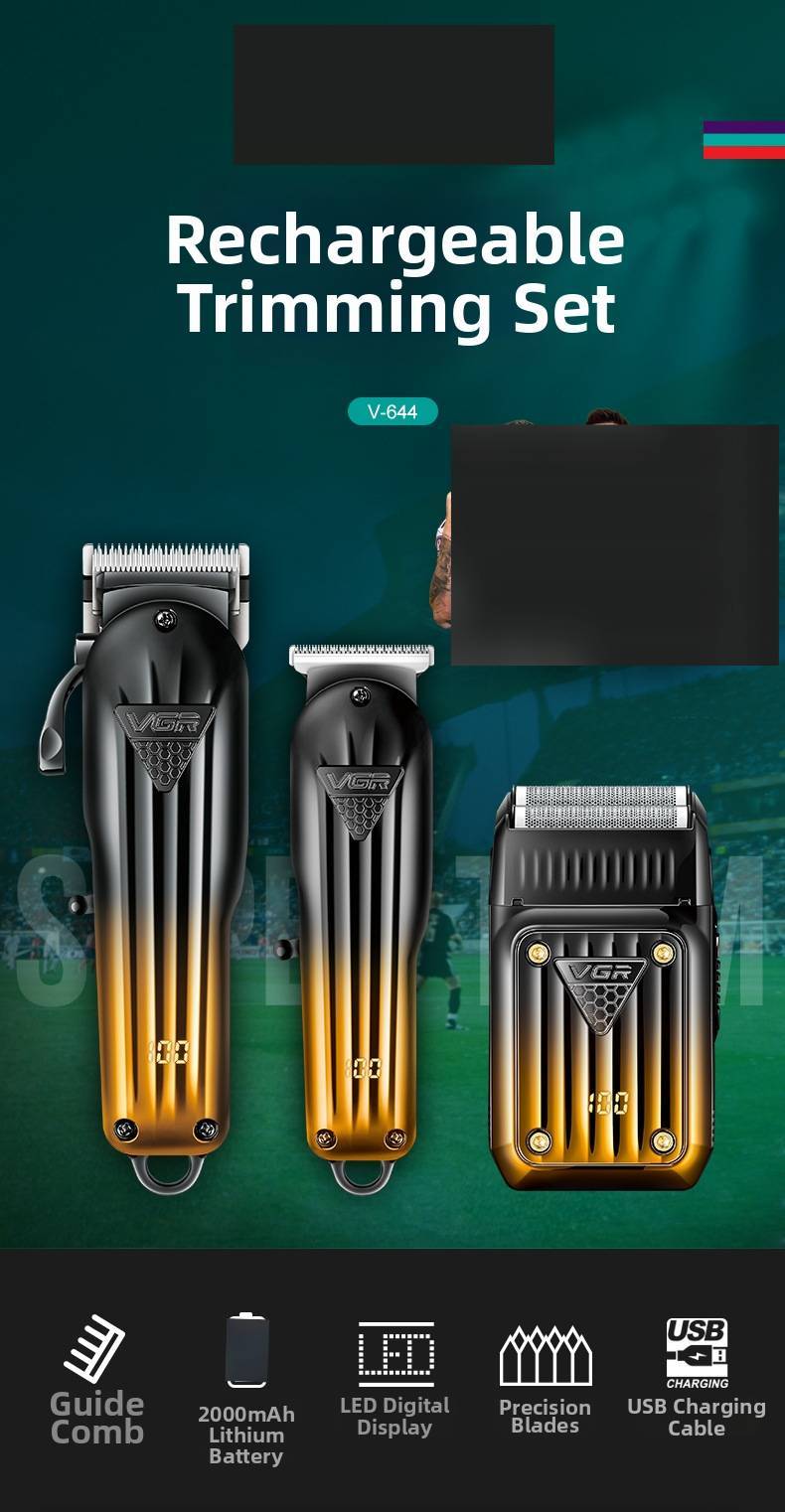 Men's Professional Three Piece Hair Clipper And Shaver Grooming Kit_voghion.com