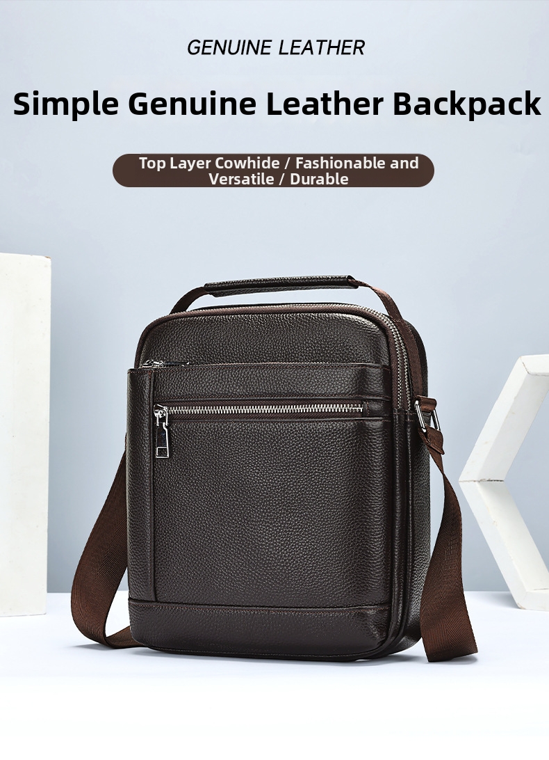 Men's Leather Crossbody Bag Large Capacity Vertical Shoulder Bag_voghion.com