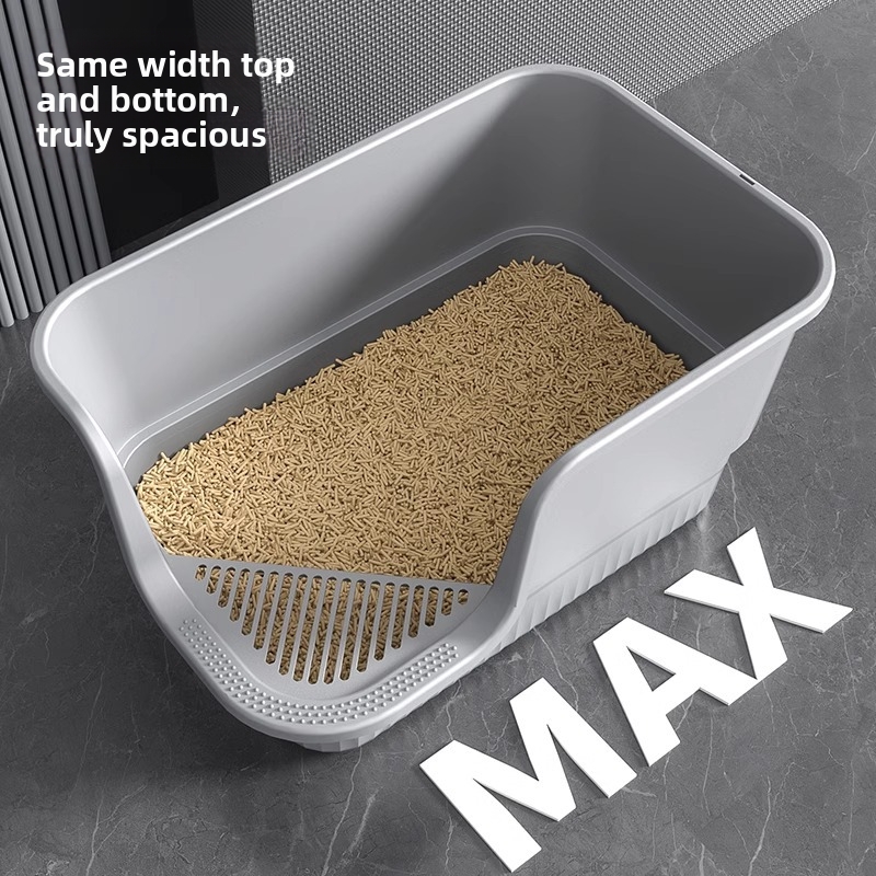 Extra Large Anti Splash Cat Litter Box Open Design Semi Enclosed Huge Size Cat Toilet For Comfortable Use_voghion.com