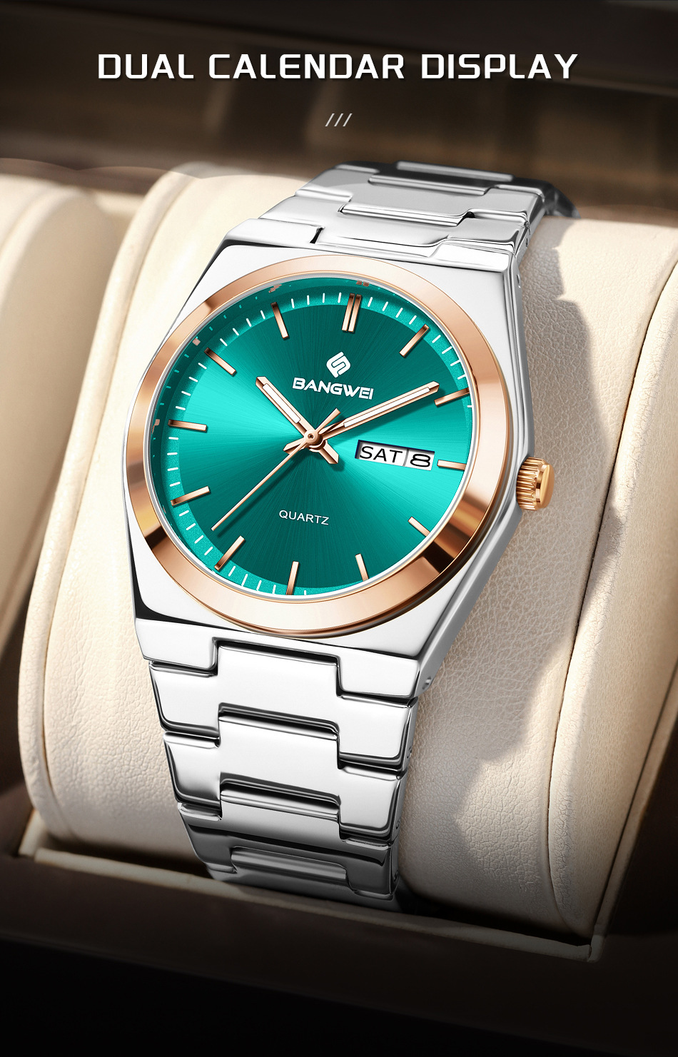 Men's Quartz Watch Dual Calendar Waterproof Multifunctional Luxury_voghion.com