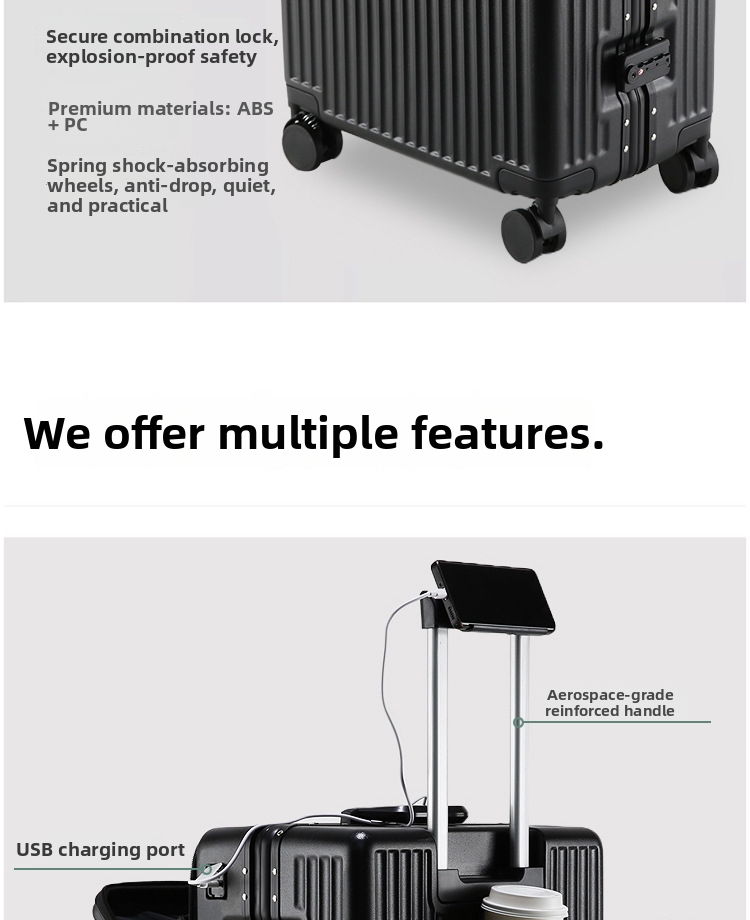 Rolling Suitcase With Aluminum Frame And Combination Lock_voghion.com