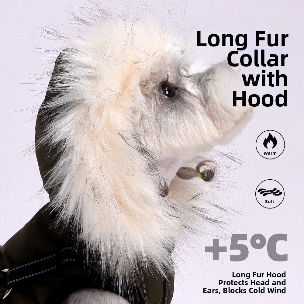 Autumn/Winter Dog Hooded Jacket Fleece Lined Windproof Outdoor Pet Clothing Teddy Bichon Frise Vest New_voghion.com