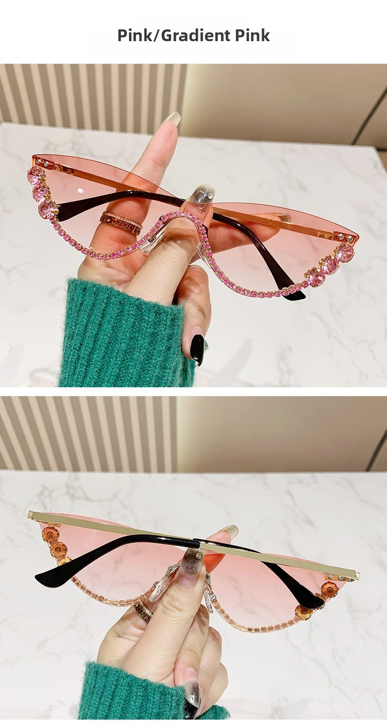 Occhiali da sole donna gatto con strass semicerchio moda_voghion.com