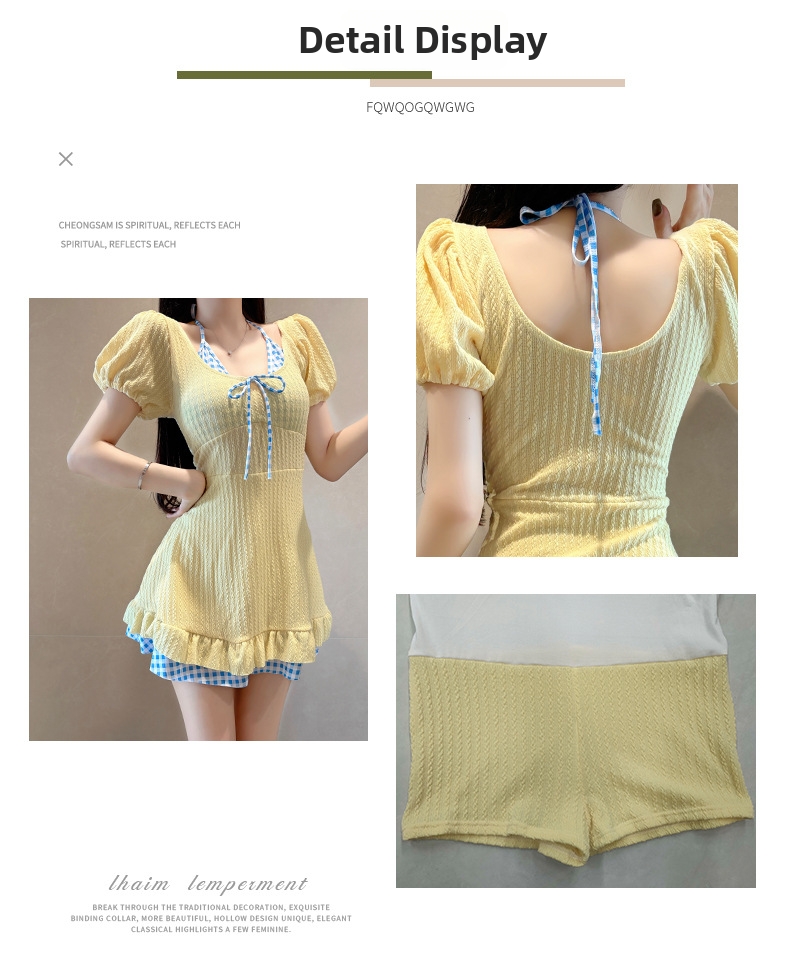 Plus Size One Piece Swimsuit Dress Style Conservative Slimming Cute Japanese Style For Women Student Hot Spring Swimwear_ecoleips.com