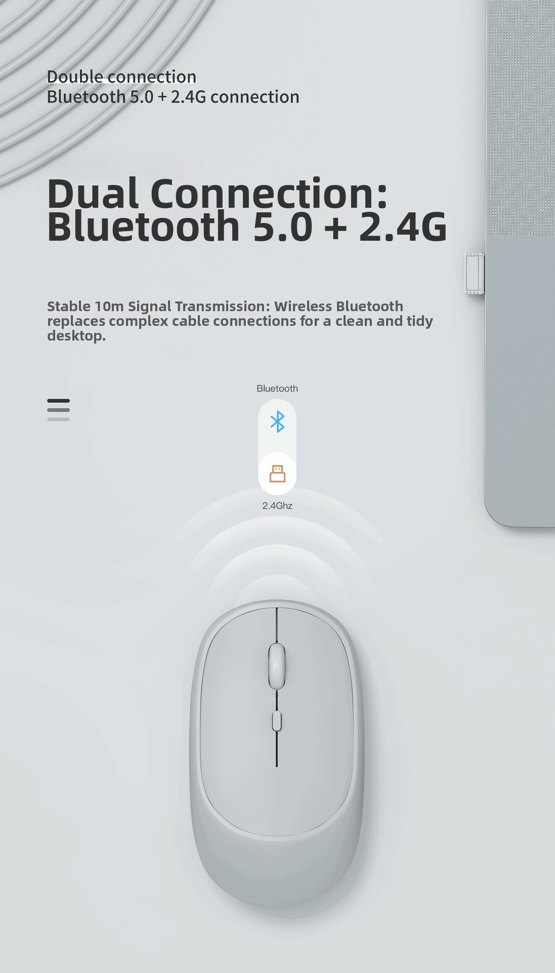 Leise kabellose Bluetooth-Dual-Mode-Maus, wiederaufladbar, Großhandel, auf Lager, verschiedene Farben, einfache Büromaus_voghion.com