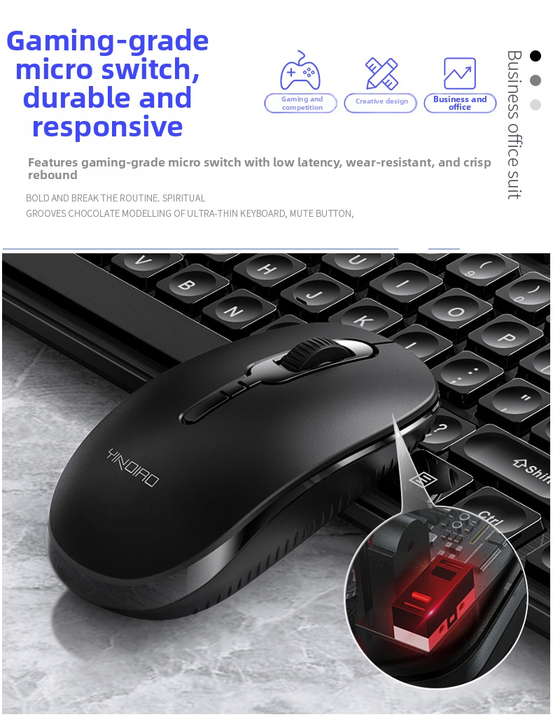 Combo tastiera e mouse wireless: digitazione silenziosa, design ergonomico, mouse ottico da 1500 DPI, ricevitore USB Plug & Play, resistente agli schizzi (nero/bianco)_voghion.com