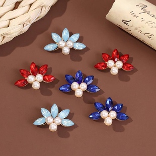 Handmade diy ribbon Pearl three-leaf alloy trend three-dimensional hand-woven jewelry accessories