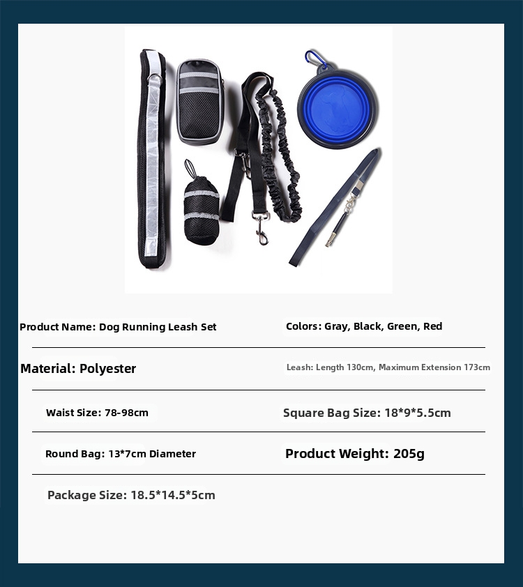 High-Visibility Reflective Dog Running Harness Set With Adjustable No-Pull Training Leash & Built-In Waste Bag Holder For Active Pets​_voghion.com