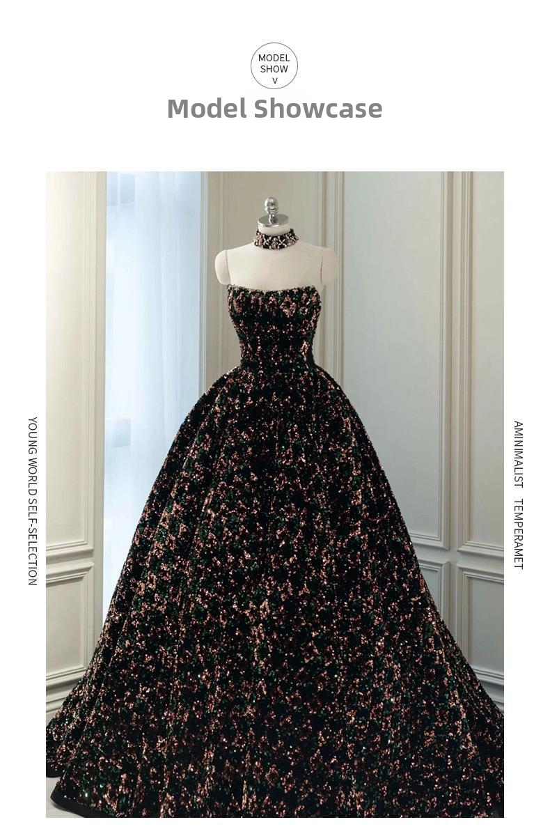 Elegant Strapless Sequined Evening Dress New Style For Women Perfect For Annual Meetings Emcees Students Art Exams Banquets_ecoleips.com