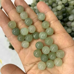 Factory wholesale natural Hetian jade Qinghai material lotus beads 10mm straight hole carving accessories diy accessories