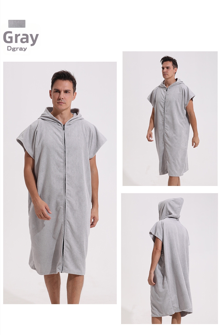 Serviette de plage unisexe croisée en microfibre avec fermeture éclair, idéale pour la natation et le surf, et peignoir de rechange._voghion.com