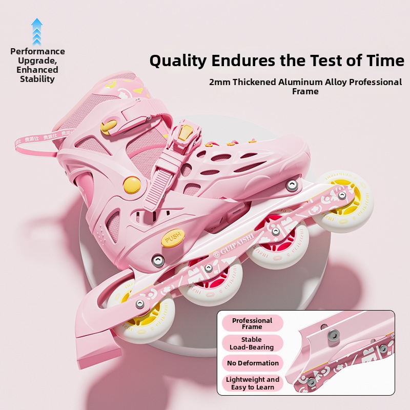 Adjustable Roller Skates For Children - Boys & Girls Beginners Professional Set Ice Skating Ages 6-12_voghion.com