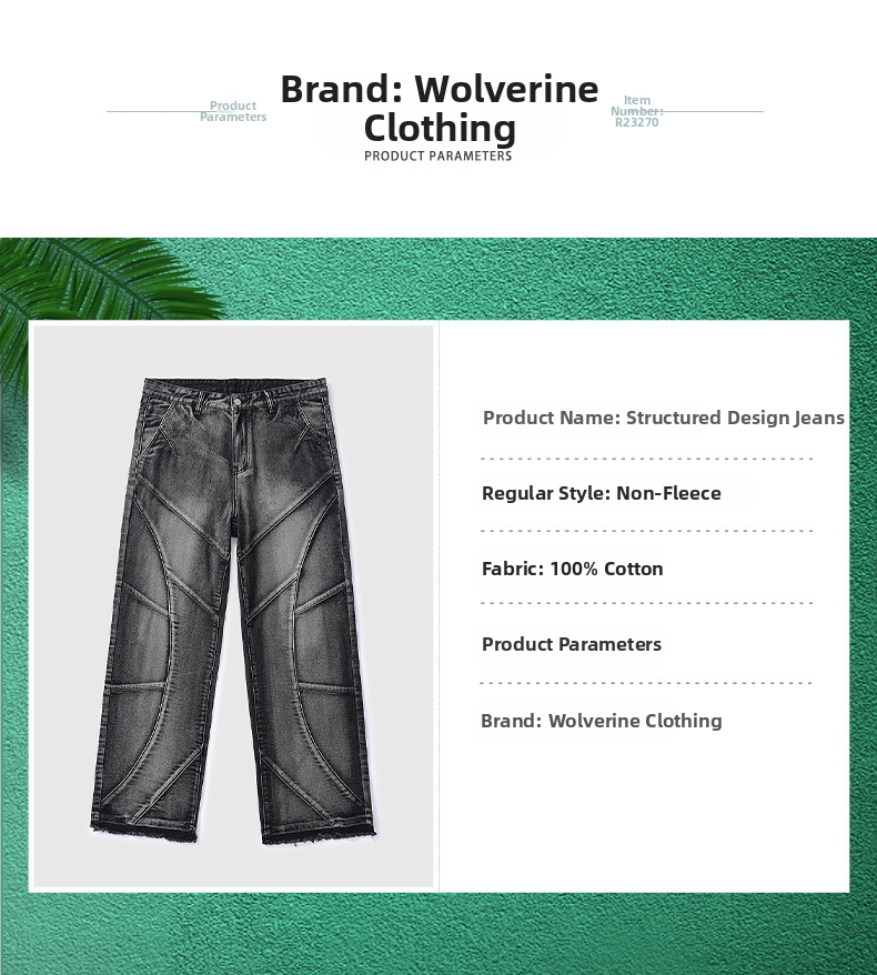 Men's American Vintage Heavy-Duty Distressed Jeans, Structural Patchwork Design With Premium Washed Finish, Straight Leg Casual Denim Pants_mkmklike.com