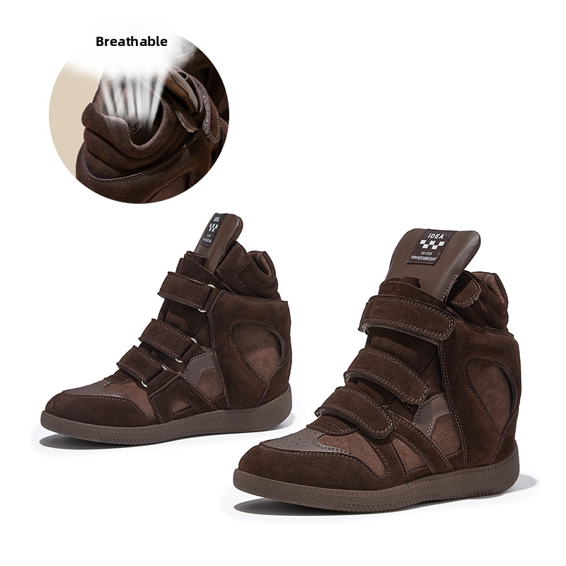 Damen-Retro-Schuhe mit dicker Sohle, 6,5 cm hoher, versteckter Absatz, Echtleder, Weiß_voghion.com