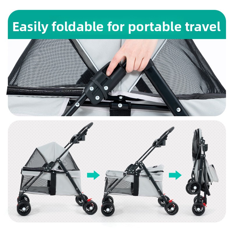 Pet Cat And Dog Stroller, Dog And Cat Teddy Baby Stroller, Lightweight And Foldable Small Dog Stroller For Outdoor Use_voghion.com