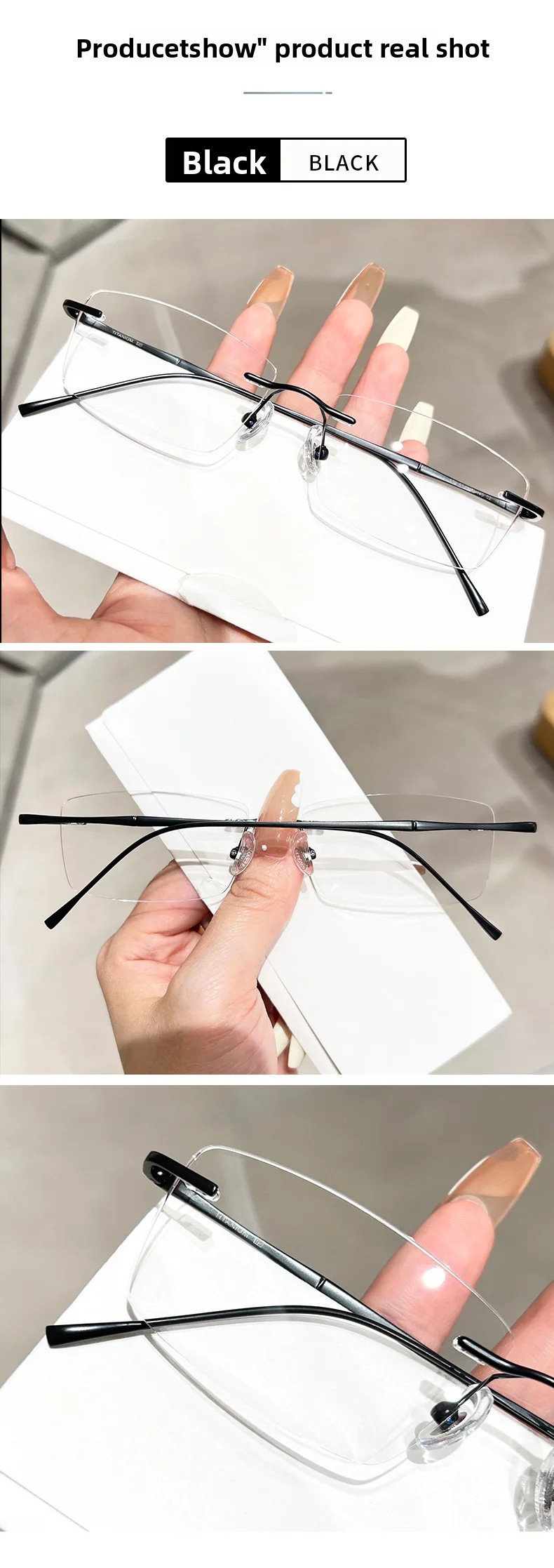 55mm Neue Ultra-licht Rechteckige Reinem Titan Rahmenlose Myopie Gläser Rahmen Männer Anti-blau Licht Lesen Brillen – Detail 5