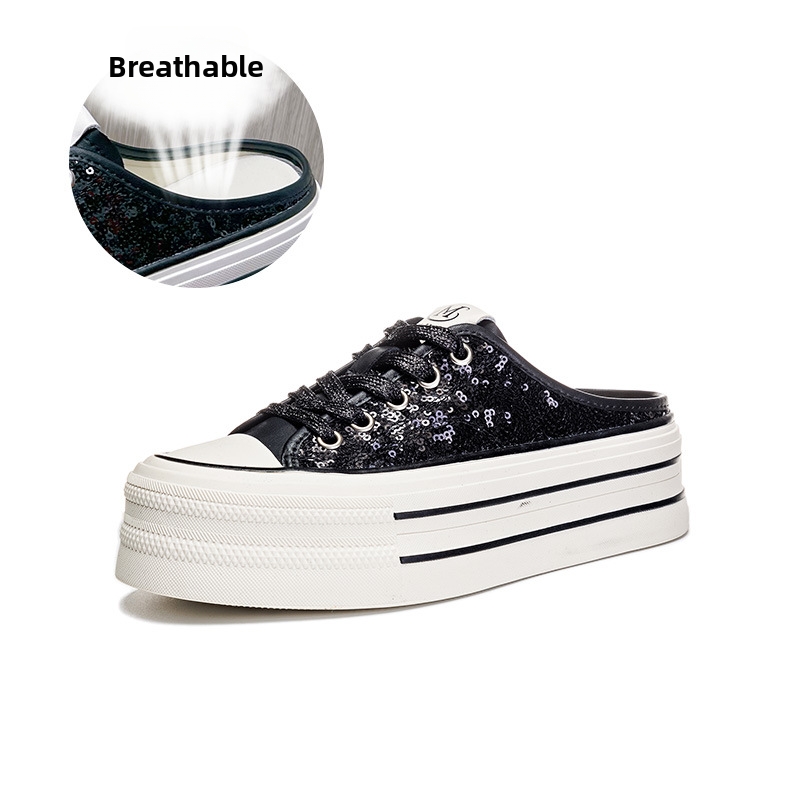 Women's Genuine Leather Slippers Closed Toe Flat Sandals Casual Fashion Height Increasing Outdoor Wear_voghion.com
