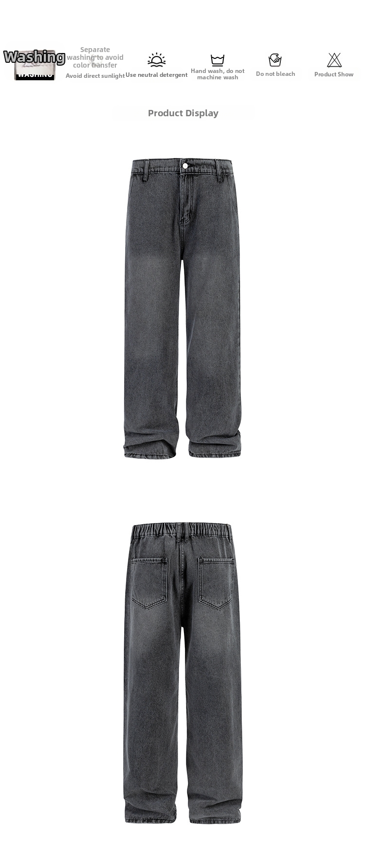 Men's Clothing Men's Washed Jeans Loose Fit Casual Straight Leg Pants Style Trendy Spring Cool Chic Long Denim_mkmklike.com