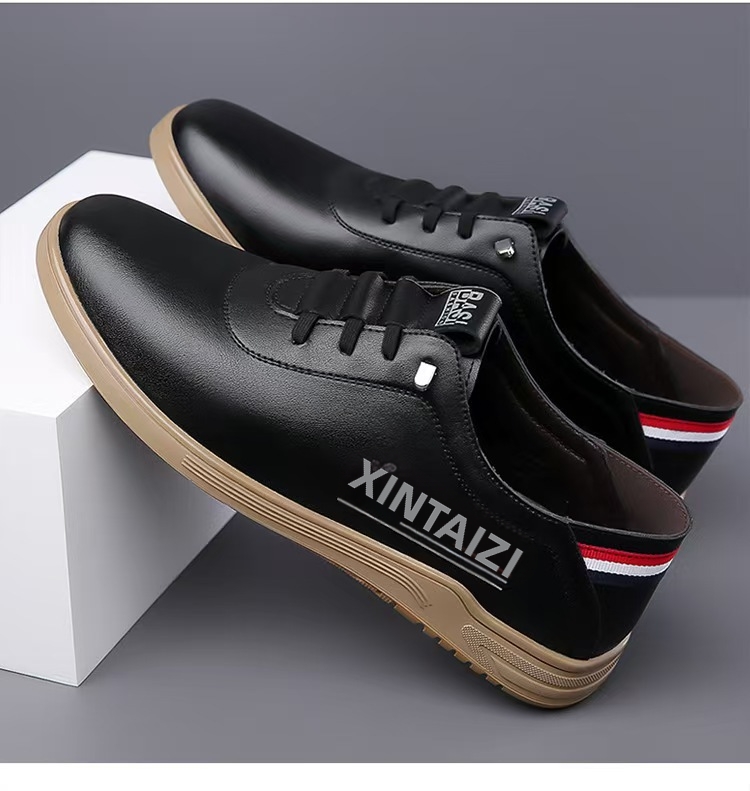 Chaussures en cuir pour hommes, collection printemps 2025, décontractées, à enfiler, semelle souple, confortables, blanches et noires, en microfibre et cuir PU. Directement de l'usine._voghion.com