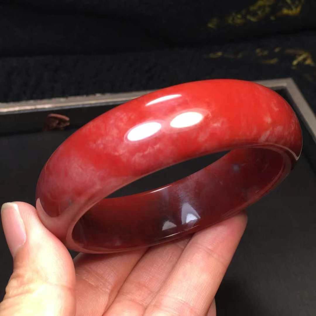 老矿红绿宝手镯纯天然原矿红宝石富贵女人饰品玉镯子简约百仿真玉