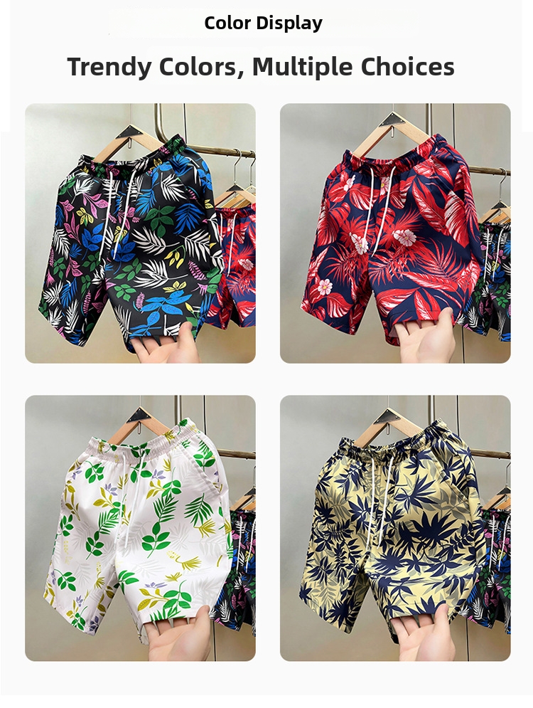Men's Trendy Beach Pants Large Size Quick Drying Casual Five Point Shorts For Thailand Travel Sanya Island Vacation_viptrois.com