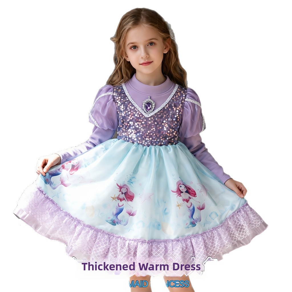 Mädchen Winter Cartoon Prinzessin Kleid Thema Kinder Export Kleidung Halloween Kostüm für Kinder (3-7 Jahre)_voghion.com