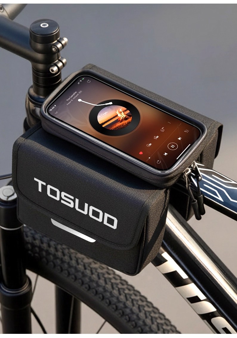 Bolsa de quadro para bicicleta impermeável com porta telemóvel_voghion.com