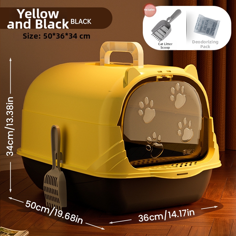Extra Large Cat Litter Box Fully Enclosed Or Semi Enclosed Odor Proof And Splash Proof Cat Toilet Pet Supplies_voghion.com