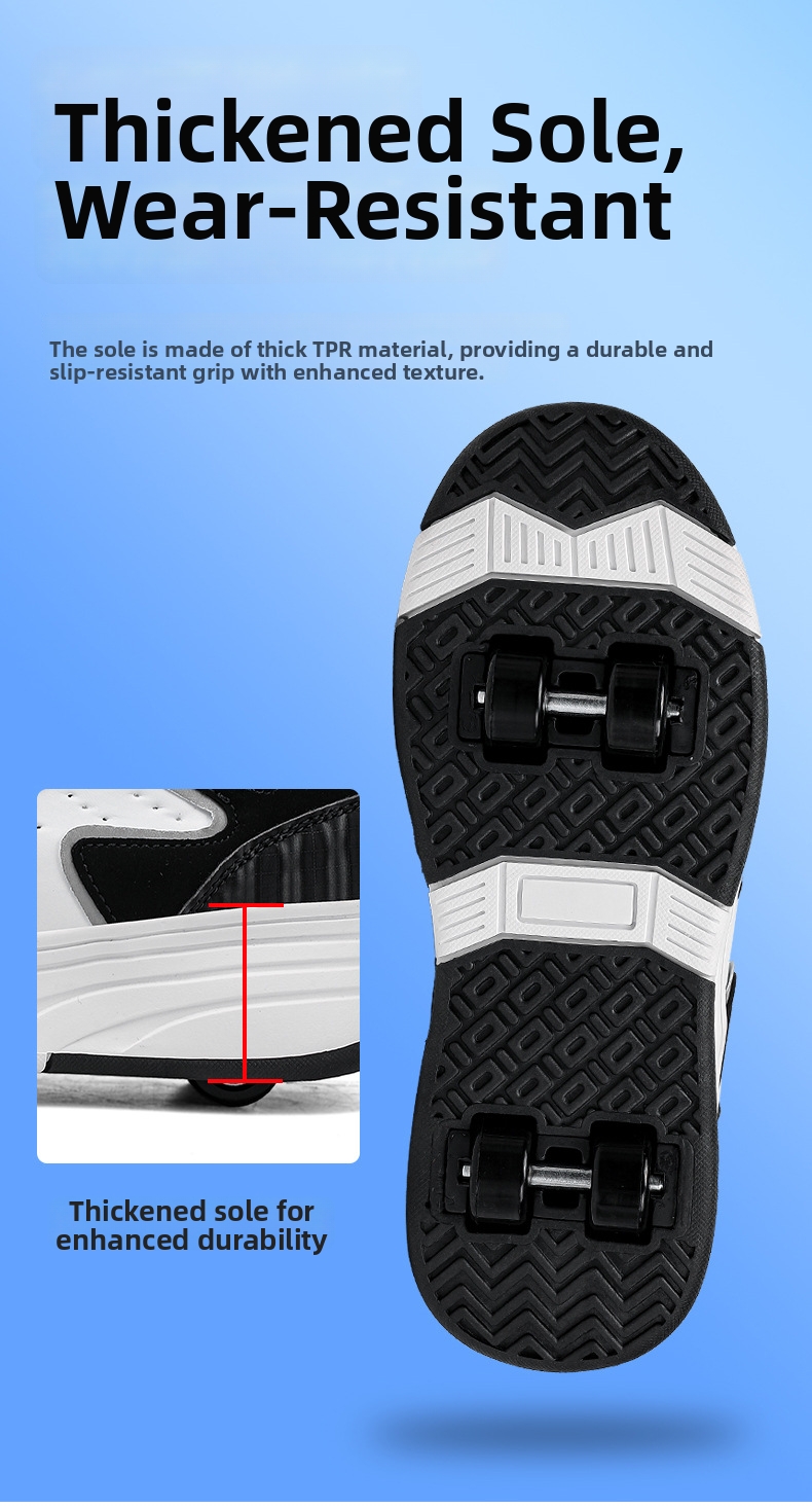 Roller Skates Sneakers For Kids Lightweight Breathable Wheeled Shoes_voghion.com