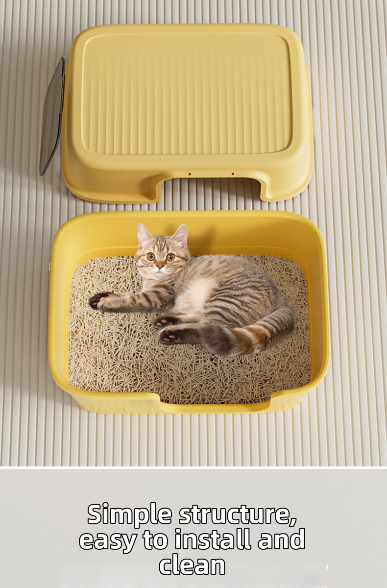 Extra grote, volledig gesloten kattenbak, geurvrij, gigantisch formaat, spatwaterdicht, huisdierbenodigdheden_voghion.com