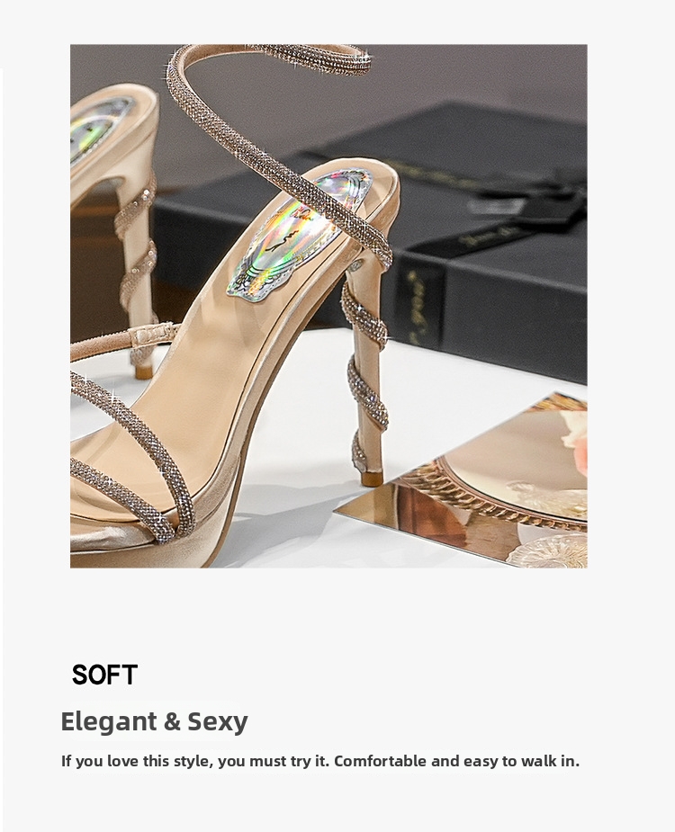 Women's Rhinestone Stiletto Platform Sandals With Snake Pattern_voghion.com