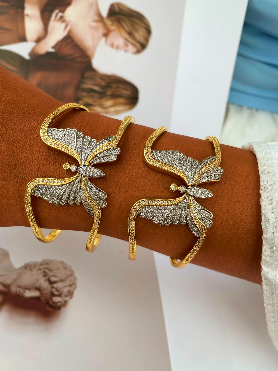 10g Weight Rings, Bangle Classification 1 Piece Quantity Wholesale Jewelry Elegant Glam Butterfly Copper Mixed Metal Plating Rings Bangle