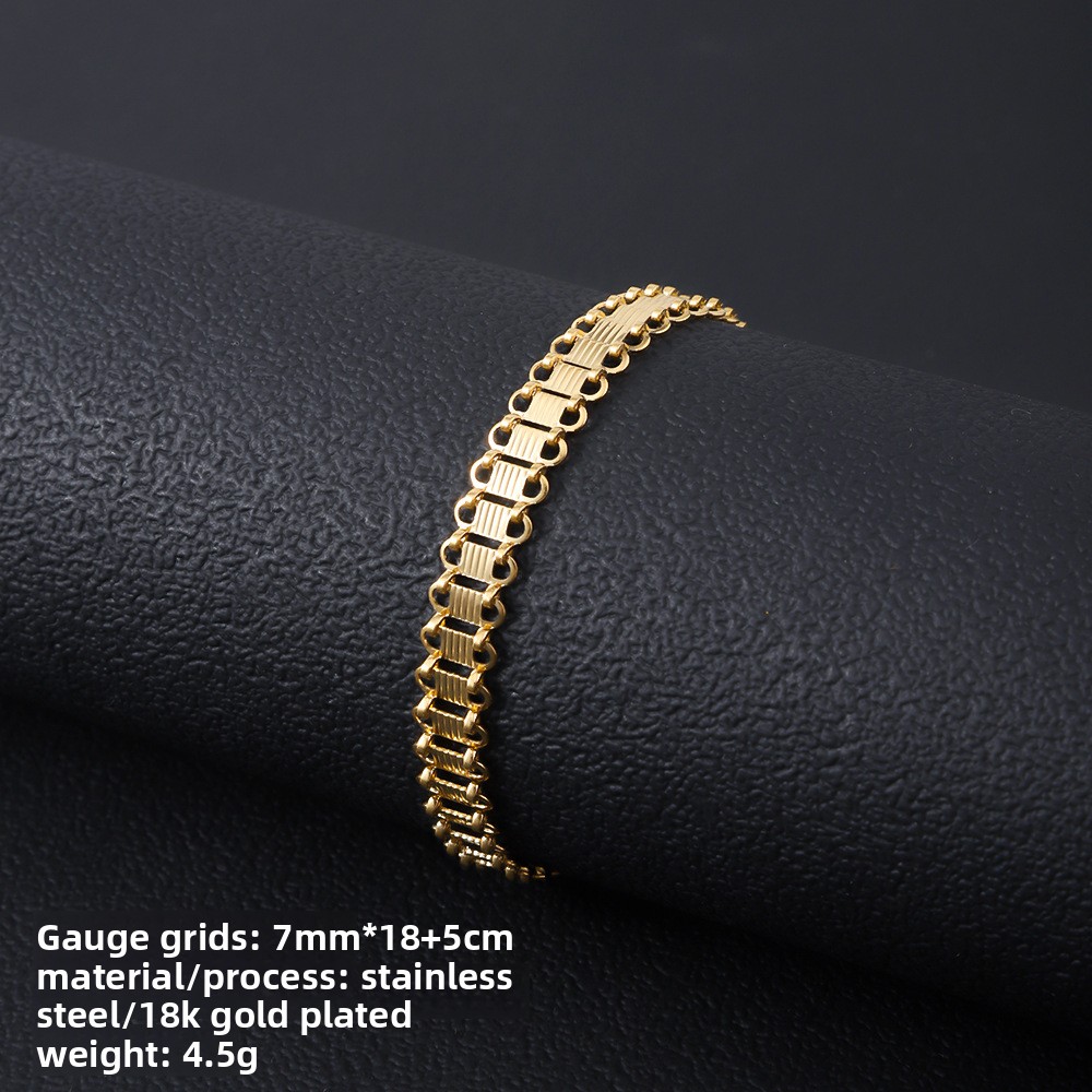 Stainless Steel Bracelet For Women's Cross-border Fashion In Europe And America, Plated With 18K Gold, Non Fading And Washable Men's Titanium Bracelet_voghion.com